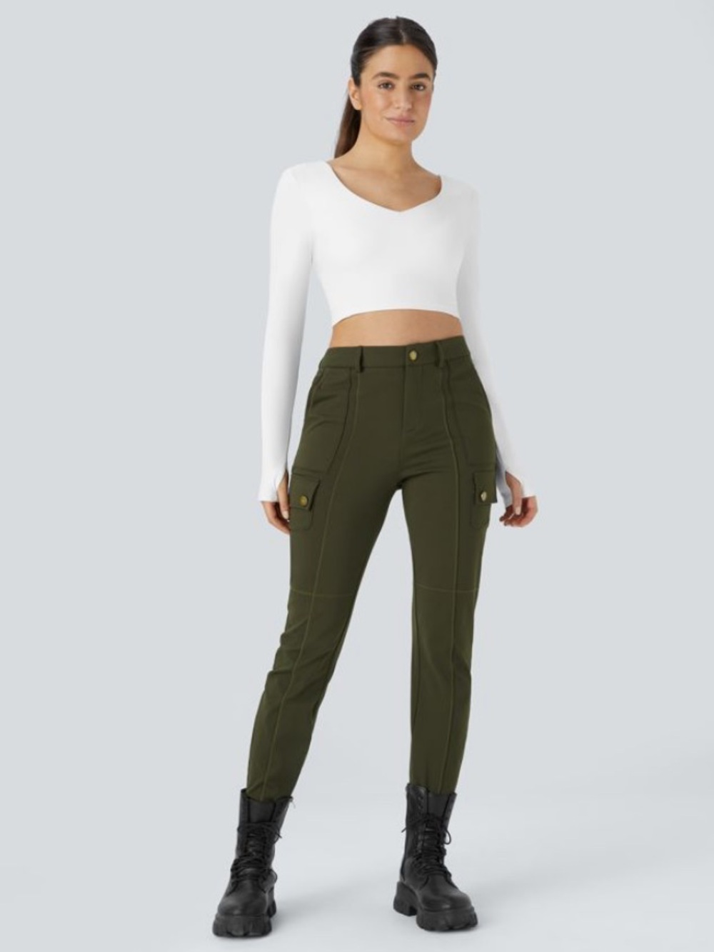 DayStretch High Waisted Pockets Solid Skinny Cargo Pants size medium tall NWOT